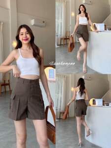 กางเกงขาสั้นเอวสูงผ้าสโนว์ S-XXXL