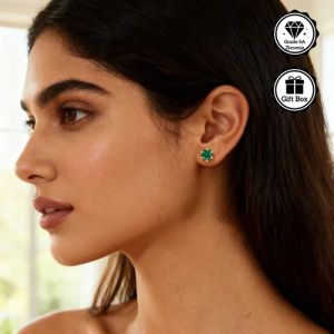 LAMVOICE Jewelry for Women/Stud Earrings with 0.6-4 Carat Green Zirconia Hypoallergenic Earrings Christmas Gift for