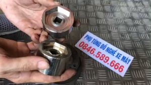 Khẩu Bắn Côn Sau Xe GA tích Hợp 2 Đầu 3941 Tiện Inox Nguyên Khối