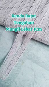 (Per 5 Meter) RDR470 Renda Rajut Tengahan Dusty Purple Lebar 1Cm