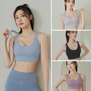 Luoke Sports Bras women Yoga Cross Beauty Back Breathable Comfortable Gathered Shockproof Jogging Fitness Dancing Leisure