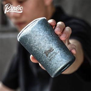 BINCOO Portable Titanium Coffee Cup Double Sided Beer Glass Lightweight Office Cup with Thermal Insulation for Travel And Car Use ﻿