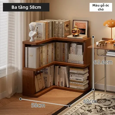 ZHUSHANXIA | Tủ Gỗ Đứng Góc Tự Nhiên Có Kệ Sách