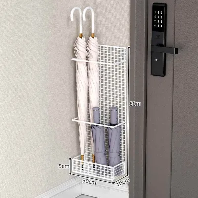 Wall-Mounted Umbrella Holder Home Entrance Long-Handled Umbrella Bucket Storage Rack Commercial Use Rain Umbrella Organizer