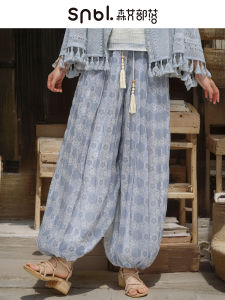 Bohemian Style Vacation Lantern Print Womens Loose Fit Trousers Summer 2025 New Arrival Casual Pants