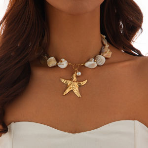 Irregular Shell Piece Starfish Necklace Womens Fashion Beach Sand Popular Personality Travel Photography Accessories Jewelry