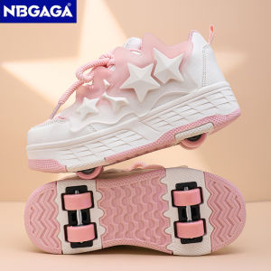NBGAGA | Ultra-Light 4-Wheel Kids Roller Skate Shoes Fashion Casual Sports Children Walking Sneakers for 5-16Years Girls Birthday Gift