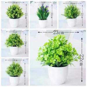 1pc Green Artificial Plants Bonsai Small Tree Pot Plants Fake Flowers Potted Ornaments Home Decoration Hotel Garden Decorations
