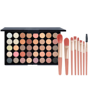 POPFEEL 40-Color Eyeshadow Palette with 8 Pink Eyeshadow Brushes – Matte & Shimmer Shades for Everyday Makeup Long-lasting