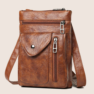 Ladies soft leather shoulder bag mobile phone bag layered bag mailman one shoulder luxury designer ladies handbag wallet