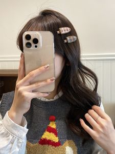 Korean Style Plaid Seamless Hair Clips Womens Side Bangs Duckbill Clip Hair Accessories Fresh out Fashion Hairpins