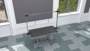 Heavy Duty Dog Grooming Table with Adjustable Arm Foldable Pet Bathing Station with Adjustable Height Arm with Tray