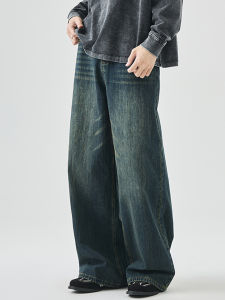 กางเกงยีนส์ทรงตรงขากว้างสไตล์วินเทจสำหรับคู่รัก กางเกงขายาวทรงหลวมสำหรับผู้ชายและผู้หญิง กางเกงยีนส์ลำลองฤดูหนาว