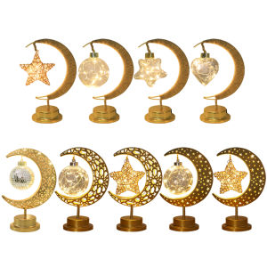 【New Arrival】Creative Moon Night Light USB/Battery Powered Moon Star Night Light Iron LED Moon Table Lamp for Bedroom Living Room
