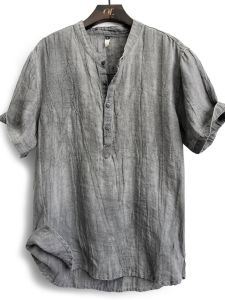 Penguindance | High-End Pure Linen Short Sleeve T-Shirt Mens Summer Thin New Chinese Style National Trend Mulberry Silk Flax Fabric Top