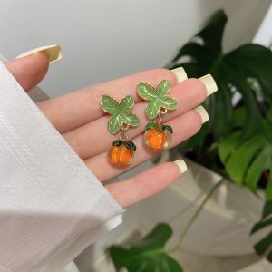 Exaggerated Tangerine Glass Earrings Elegant Oversized Candy Colored Wind Ear Studs Fresh Fashion Jewelry Accessories