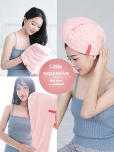Thickened Double Layer Hair Towel Cap Quick Drying Shampoo Pack Womens Hairdryer Cap Towel Style Easy to Wear And Remove