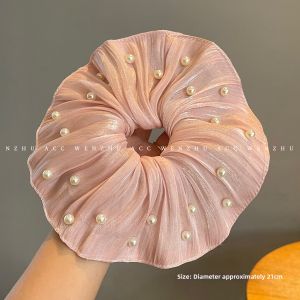 WENZHU | Atmospheric Elegant Faux Pearl Ruffled Fabric Hair Band