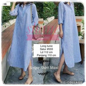 SHANE CLOTHING TUNIK GARIS NARA STRIPE SHIRT MAXI BAHAN KATUN IMPORT LENGAN PANJANG 798