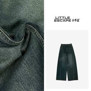 Casual Fashion Green Denim Banana Pants Straight Leg Youth Jeans Natural Waist Stretchy Casual Trousers for Women