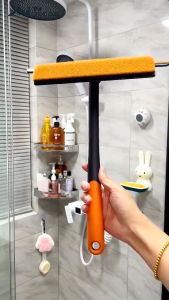 Cây Lau Kính Đa Năng 3 Trong 1 Chổi Lau Kính Gạt Nước Silicone Xoay 360 Độ Chống Trượt Dụng Cụ Vệ Sinh Cửa Kính