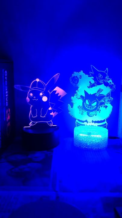 Pokemon Gengar Haunter Gastly 3D Illusion Nightlights Anime Lamp