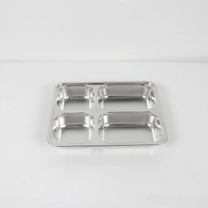 Duo Duo 4 Grid Stainless Steel Divided Dinner Tray Lunch Container Food Plate For Home School Canteen