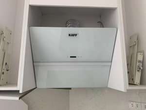 Máy hút mùi kính vát Kaff KF LUX AT70FH WH inox sơn tĩnh điện kính cường lực công suất 1000m3/h