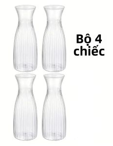 1/4 Chiếc Bình Hoa Nhựa Trong Suốt Có Sọc Kết Hợp Nhiều Loại Hoa Dùng Để Trang Trí Và Trưng Bày Nhiều Loại Bó Hoa