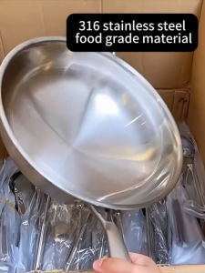 304 stainless steel uncoated flat frying pan  household non stick pan  integrated pot