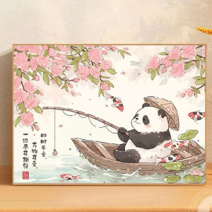Diamond Painting Fishing Panda 2024 New Arrival Full Diamond Bedroom Living Room Fancy Healing Landscape Handmade DIY Point Stickers