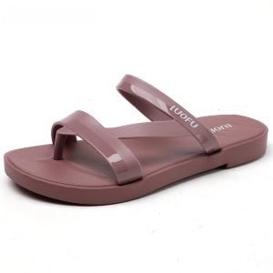 Elegant French Evening Style Slippers Womens Summer Outdoor Flat Bottom Beach Sandals Comfortable Soft PVC Upgraded Version