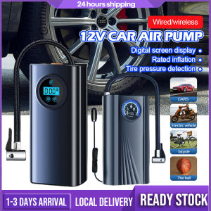 Wireless Car Air Pump Tyre Inflator Digital Auto Air Inflatable Portable Pump Tayar Kereta 12V Air Compressor Accessories Angin Air Pump Pressure Detection Bike Motorcycle 便携式气泵