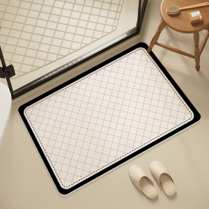 VIKAMA Minimalist Aesthetic Bath Mat Soft Flush Absorbent Non Slip Washable Dorm Bedroom Shower Tub Side Indoor Doormat