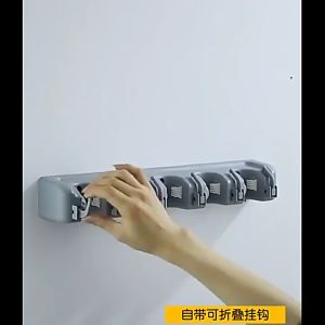 Bathroom Wall Storage Hanger Brush Mop Holder Broom Wall Hanging Organizer Wall Rack Pemegang Penyapu 收纳架