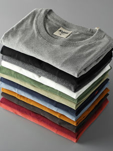 Summer Mens Pure Cotton Short Sleeve T-Shirt Solid Color round Neck Slim Fit Casual Fashion Top Quality Comfortable Sweatshirt