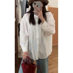 Sweet Retro Long Sleeve White Shirt Womens Korean Design Loose Versatile Slimming Doll Top Fashionable Ladies Shirt