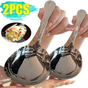 【👀ช้อนข้าวใหญ่พิเศษ กัดคำใหญ่】ทัพพีตักซุปช้อนมือจับยาวขนาดใหญ่ทำจากสแตนเลสสตีลที่ตักอาหารผลไม้ทรงกลมทัพพีสำหรับเดินป่าสำหรับใช้ในห้องครัวร้านอาหาร