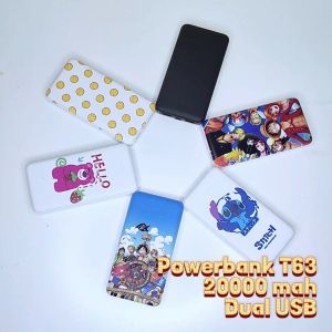 TUGE Powerbank Custom Power Bank 20000mAh Dual USB Output Kustom Powerbank Mini iPhone Type C Micro T63