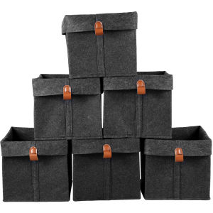 6Pcs Felt Fabric Storage Basket Large Capacity 12L Foldable Desktop Organizers Box for Home Closet Clothes Shoes Multipurpose
