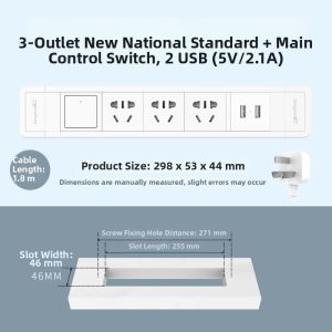 lengon | Recessed Office Home USB Power Strip