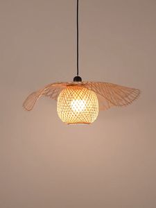 Handmade Bamboo Art Straw Hat Pendant Light Suitable for Kitchen Island Living Room Home Decoration