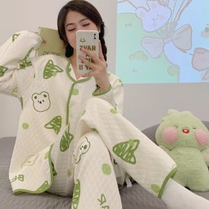 Bộ Đồ Ngủ Cotton Cho Bà Bầu Mùa Thu Đông Cotton Không Dệt Cho Bà Mẹ Sau Sinh Cho Trẻ Sơ Sinh Quần Áo Mặc Sau Sinh Cho Phụ Nữ Mang Thai