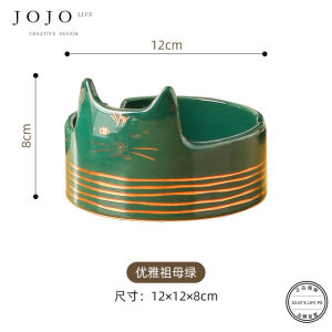 Creative Fashionable Gold-Embellished Cute Little Cat Ashtray Modern Simplicity Ceramic Decorative Home Accessories