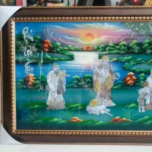 { Siêu sale Xả kho } Tranh sơn mài- Phúc Lộc Thọ- cẩn ốc xà cừ cao cấp size 40x60 cm
