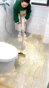 Sikat Kamar Mandi 2in1 - Sapu dan Wiper / Magic Broom Wiper Alat Gosok Pembersih Lantai WC Toilet Dinding / Bathroom Floor Brush Gagang Panjang Plastik Nylon Karet SIkat Stainless Steel Praktis Serbaguna