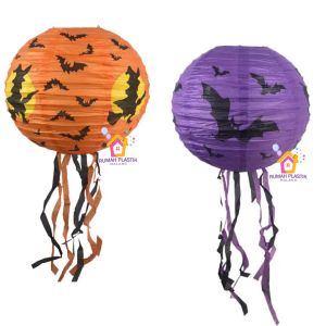LAMPION HALLOWEEN hiasan atap gantungan pesta halowen lantern dekorasi ruangan hantu penyihir kelelawar aksesoris kertas