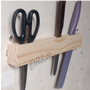 Tempat pisau gunting dapur tempel dinding minimalis kayu jati belanda