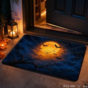 VIKAMA Autumn Halloween Door Mat Soft Fuzzy Entrance Welcome Mat Anti-slip Bathroom Carpet Home Decoration