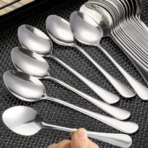 20pcs Korean Stainless Steel Spoons Set / Thickened Food Dessert Spoon for Christmas Gift / Household Long Handled Spoons Kitchen Tableware